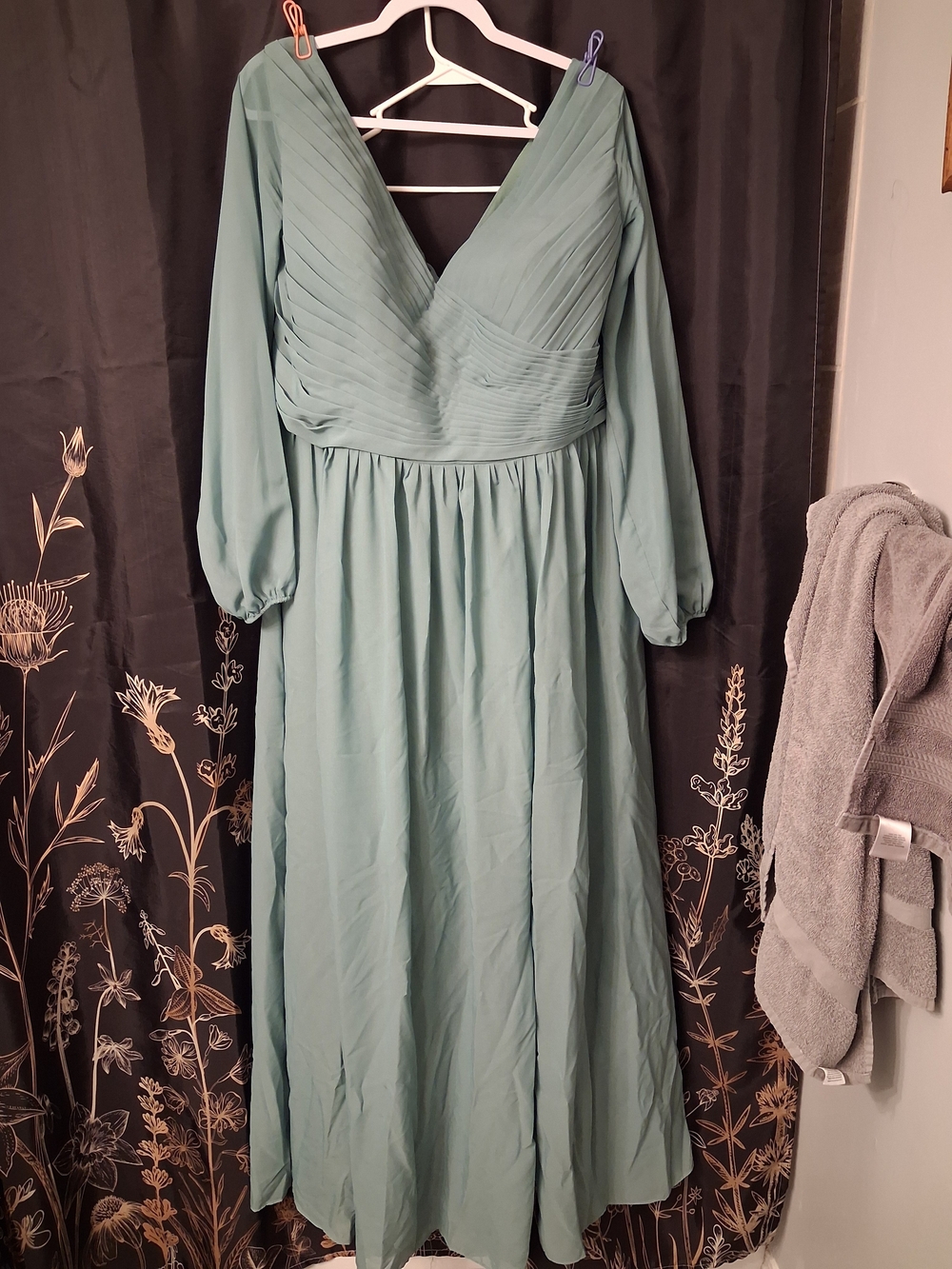 Bridesmaids Dress With Pockets in Sage Green Corset Back